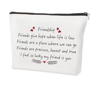 Sacs cosmétiques pour amis, cadeaux de Saint-Valentin pour amis, cadeaux d'anniversaire, cadeaux de Noël pour meilleure amie, cadeaux d'amitié pour femme, blanc