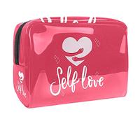 Sacs cosmétiques, Self Love Heart Hug Pink Background Travel Cosmetic Bags Multifonctions Portable Makeup Bags Organizer for Women, Multicolore 01., 18.5x7.5x13cm/7.3x3x5.1in, Trousse de beauté