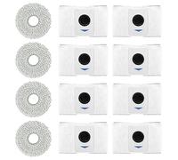 Sacs d'aspirateur pour Ec*ova*cs pour De*eb*ot T20 Om*ni/X1 Om*ni 8 Sacs à poussière 4 chiffons d'essuyage, pièces de rechange pour filtres à poussière (gris)