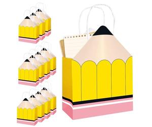 Sacs de Bienvenue pour Professeur | 12 Pièces Pochettes En Forme de Crayon Premier Jour pour Enseignants,Fournitures de Fête pour Anniversaire Remise des Diplômes Mariage Naissance Rentrée Scolaire Ma