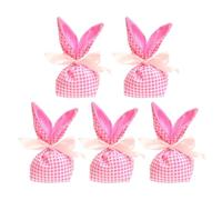 Sacs de bonbons de Pâques, sacs de faveur du de Pâques, Bunny Ears Goodie Treat Bags Sacs, 5x Favors Favors Pâques décorations, pochettes cadeaux réutilisables avec arc pour les collations à biscuits
