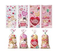 Sacs de bonbons de Saint-Valentin - Articles de fête en cellophane avec cœur, sachet pour cadeaux de fête de Saint-Valentin | Pour snacks, récompenses, biscuits, boulangerie