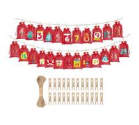 Sacs de calendrier de l'Avent vides, décoration de Noël de 24 jours rechargeables, sacs vides avec cordon et chiffres pour enfants, famille, amis, cadeaux de fête au chocolat