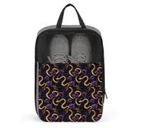 Sacs de chaussures de golf de voyage pour femmes et hommes, sacs à chaussures de voyage avec imprimé serpent or rose violet pour valise, bowling, danse, pointe, football, crampons