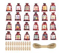 Sacs De Compte À Rebours De n0ël De 24 Jours - Pochettes Réutilisables Qui Brillent Dans Le Noir, Calendrier De L'Avent Pour Chocolats, Noix, Gommes, Petits Jouets, Sucettes, Crackers, Bracelets De Fr