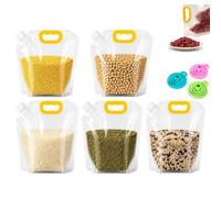 Sacs De Conservation Alimentaires HerméTiques Sur Pied Avec PoignéE Et Bec Verseur,Grande Capacité Anti-Fuite Anti-Humidité Pour Riz,CéRéAles Et LéGumes (5pc,3.3lb)