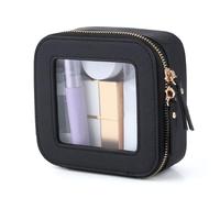 Sacs de cosmétiques, sac de maquillage transparent 5,5x5x2,4 pouces petit sac de maquillage étanche, organisateur cosmétique PU imperméable avec fermeture de maquillage de tournée transparent à fermet
