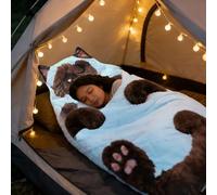 Sacs De Couchage À Motif De Chats Mignons,Sac De Couchage pour Adultes,Modèle Animal Doux,Sac De Couchage en Peluche en Forme De Chat Faisant Office De Couverture Chaude,Lavable,Idéal pour Le Camping