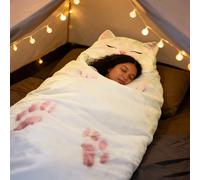 Sacs De Couchage À Motif De Chats Mignons,Sac De Couchage pour Adultes,Modèle Animal Doux,Sac De Couchage en Peluche en Forme De Chat Faisant Office De Couverture Chaude,Lavable,Idéal pour Le Camping