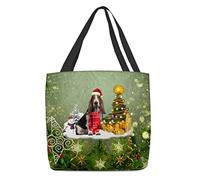 Sacs De Courses Basset Hound Dog Christmas Sac Shopping Grande Capacité Handbag Décontracté Tote Bag Pour Plage Gym Voyage