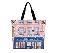 Sacs De Courses Charmante Librairie Rose Graphique Tote Bag | grande capacité Tote Bag Reutilisable Sacs Tote Bag Pour Extérieur Voyage Gym