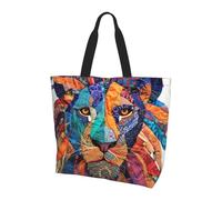 Sacs De Courses Colorful Solemn Lion Head Tote Bag Reutilisable Handbag Décontracté Sacs Tote Bag Pour Plage Vacances Achats
