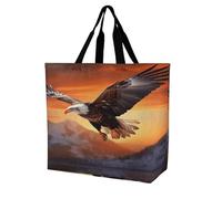 Sacs De Courses Eagle Flying In The Sunset Sac Shopping Décontracté Sac À Provisions Cabas Légers Tote Bag Pour Extérieur Vacances Achats
