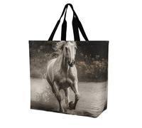 Sacs De Courses Horse Running By The Water Handbag Reutilisable Sac Shopping Grande Capacité Tote Bag Pour Voyage Vacances Gym