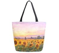 Sacs De Courses Natural Sunrise Sunflower Field Sac Shopping Reutilisable Sacs Tote Bag Femme Tote Bag Pour Plage Gym Voyage