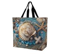 Sacs De Courses Sea Shell Art Handbag Grande Capacité Sac Shopping Légers Sacs Tote Bag Pour Voyage Extérieur Vacances