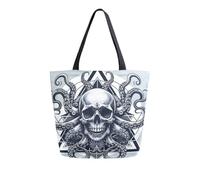 Sacs De Courses Skull Head Octopuss Sac Shopping Femme Sacs Tote Bag Décontracté Handbag Pour Vacances Extérieur Gym