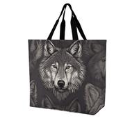Sacs De Courses Wolf Head Pattern Sac À Provisions Cabas Grande Capacité Tote Bag Légers Handbag Pour Voyage Achats Gym