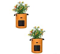 Sacs de croissance avec double fenêtre pour une récolte facile | Sacs de culture en feutre respirant pour pommes de terre, tomates, carottes | Pots de fleurs peu encombrants avec (orange-L)