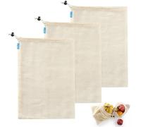 Sacs de Cuisson en Coton Réutilisables - Filets Mesh pour Cuisson de Légumineuses, Soupes et Ragoûts - Lot de 3, 28x43 cm, Idéal pour Préparer Pois Chiches et Autres Légumes