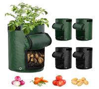 Sacs de culture de pommes de terre, Lot de 4 Sacs de culture de légumes de jardin, Sacs à Plantes en PE avec Fenêtre et Poignées, en tissu non tissé respirant pour pommes de terre carottes 35 x 50 cm