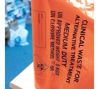 Sacs de déchets cliniques, résistance moyenne, 30 Litre/5 kg, Orange, 50