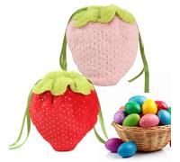 Sacs de décoration de vacances | Pochette de rangement de friandises en forme de fraise | Cordon de serrage pour fournitures de fête, sac de rangement pour emballer des œufs de Pâques