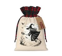 Sacs de décoration réutilisables avec cordon de serrage pour Halloween, sorcière volante, anniversaire, mariage