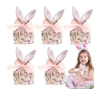 Sacs de faveur du lapin de Pâques, sacs cadeaux de Pâques, Sacs de cadeaux de bonbons à oreilles de lapin, 5x pochettes cadeaux réutilisables avec un arc, des faveurs de fête, des décorations de Pâque