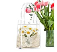 Sacs de Fête | 50 Pièces Transparent | Sachet Cadeau Réutilisable avec Poignées | Emballage Transparent pour Bonbons Biscuits | Petit Sac Plastique Rigide | Anniversaire Mariage Baptême Boutique