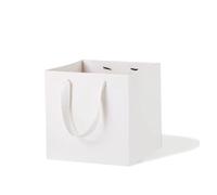 Sacs De Fleurs Portables En Papier Kraft 10/20PCS Square Gift Bags With Ribbon Handles Kraft Paper Flowers Gift Bags