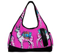 Sacs de gym, sac de sport pour homme, sac de sport, sac de voyage, sac de week-end, motif lama, plantes, animal de dessin animé, Motif 3149, 47x16.5x27cm(18.5x6.5x10.6in)