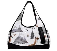 Sacs de gym, sac de sport pour homme, sac de sport, sac de voyage, sac de week-end, motif lama, plantes, animal de dessin animé, Motif 3145, 47x16.5x27cm(18.5x6.5x10.6in)