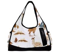 Sacs de gym, sac de sport, sacs de gym pour femmes, sac à main pour le yoga, le sport, la gym, le lama, animal de dessin animé, rose, Motif 3129, 47x16.5x27cm(18.5x6.5x10.6in)