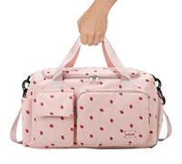 Sacs de Gymnase pour Femmes, Sac à moqueur Mignon de capacité avec Chaussure et Compartiment Humide, Fourchette Fraises avec Bande Canne à Bagages, poignée et Sangle pour Les Voyages, SP