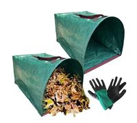 Sacs de jardin - Ensemble de pelles à feuilles 150 L/200 L/270 L | Collecteur de jardin réutilisable 2 pièces, avec gants de protection, débris de pelouse robustes, nettoyage de Patio, utilisation