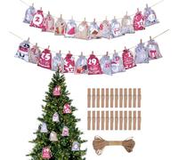 Sacs de l'Avent de Noël - Décorations de Noël à suspendre, sacs à cordon réutilisables avec chiffres | Parfait pour les enfants et les adultes, cartes de vœux, jouets, chocolat, fête, mariage