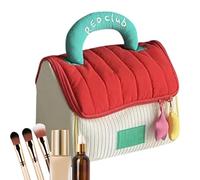 Sacs de maquillage de voyage pour femmes, sacs de voyage pour femmes - Organisateur de maquillage en forme de maison - Sac de rangement portable pour dentifrice, lotion - Sans visage, rouge, Voir