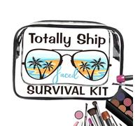 Sacs de maquillage transparents pour la plage, sacs de maquillage transparents avec fermeture éclair | Sac de voyage en PVC avec fermeture éclair transparente, sacs cosmétiques de survie,