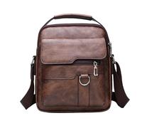 Sacs de messager pour hommes pour le travail, petit sac à bandoulière pour hommes - FORFAIT CECTURE RÉGLABLE PU - Sac de jour léger haute capacité pour le travail occasionnel, marron foncé,