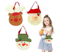 Sacs de Noël | 3 pièces réutilisables avec poignée | Petits sacs à dragées en feutre - pour, enseignants, friandises, décoration de vacances, shopping, hiver