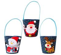 Sacs de Noël - 3 sacs de faveur en denim avec poignée | Emballage de cadeaux de fête pour biscuits, collations, jouets, cadeaux de vacances, pour, famille, amis, adultes, fête de noël