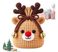 Sacs de Noël à cordon coulissant Pochette crochet mignonne réutilisable | Sachet D'Emballage Pour Bonbons Pour Snacks Cookies Chocolats Maison Fête K