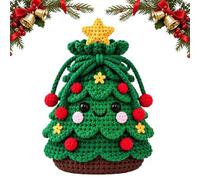 Sacs de Noël à cordon coulissant Pochette réutilisable en crochet douce | Sac goûter festif et accessoires de fête Pour Snacks Cookies Chocolats Maison Fête Je