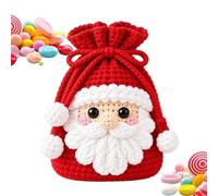 Sacs de Noël à cordon coulissant Pochettes Réutilisables En Crochet Doux À | Sac à biscuits tricoté déco maison Pour Snacks Cookies Chocolats Maison Fête UN
