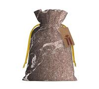 Sacs de Noël à cordon de serrage imprimés or rose avec ruban de Noël jaune - Pochettes cadeaux réutilisables en toile de jute avec cordon de serrage, S