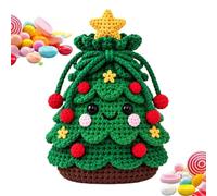 Sacs De Noël À Cordon De Serrage Pochette crochet mignonne réutilisable | Sac goûter festif et accessoires de fête Pour Snacks Cookies Chocolats Maison Fête Je