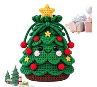 Sacs De Noël À Cordon De Serrage Pochettes Réutilisables En Crochet Doux À | Sac goûter festif et accessoires de fête Pour Snacks Cookies Chocolats Maison Fête Je