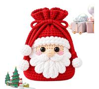 Sacs de Noël avec Cordon Coulissant Pochette réutilisable en crochet douce | Sac goûter festif et accessoires de fête Pour et adultes chocolats biscuits fête à la UN