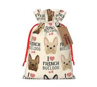 Sacs de Noël avec cordon de serrage et inscription « I Love French Bulldog »